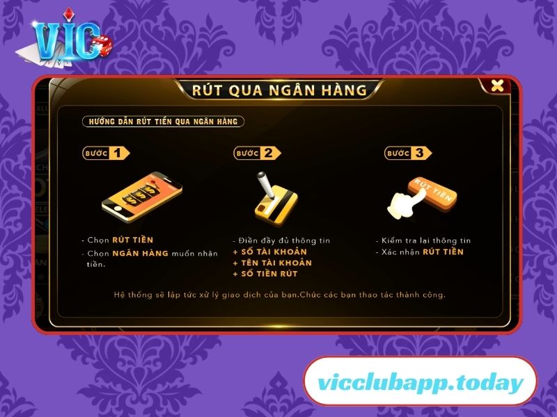 Ngân hàng bảo trì nên không thể rút tiền VicClub